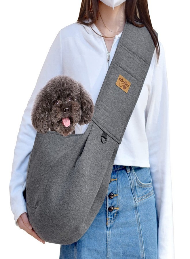 vrbabies Dog Sling Hands Free Dog Sling Carrier Adjustable Strap Dog Carrier Sling Soft Cotton Dog Carrier Bag Dog Carriers with Pocket for Travel Outdoor(Dark Grey) - Image 1